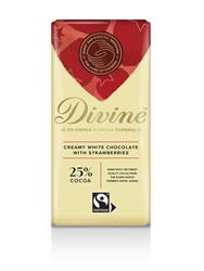 Divine Chocolate White Chocolate with Strawberries 90g