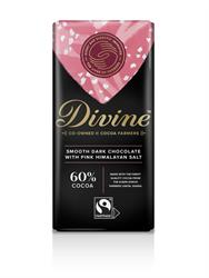 Divine Chocolate Fairtrade Dark Chocolate with Pink Himalayan Salt 90g