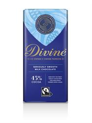 Divine Chocolate Fairtrade High Cocoa 45% Milk Chocolate Bar 90g