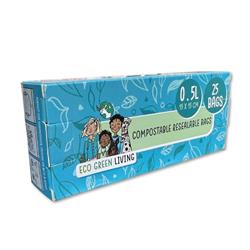 Eco Green Living Compostable Resealable Bags Small  0.5 Litre -25 bags