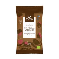 Foodin Organic Raw Chocolate Coated Raspberry 50g