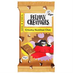 Fellow Creatures Creamy Hazelnut Vegan Chocolate 70g  Swiss Ethical Gluten Free