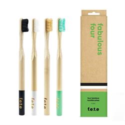 From Earth to Earth Bamboo Toothbrush Fabulous Four. 4 x Firm adult toothbrushes