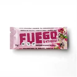 Fuego Go With Your Gut FUEGO Raspberry & White Choc Superfood Fibre Bar 50g