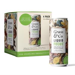 Grass and Co 4 x Liquid FOCUS Elderflower Lemon & Lion's Mane Nootropic 250ml