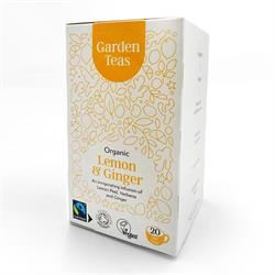 Garden Teas Organic Fairtrade Lemon & Ginger 20 Plastic Free Envelopes