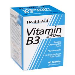 HealthAid Vitamin B3 (Niacinamide) 250mg Prolonged Release - 90 Tablets