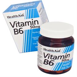 HealthAid Vitamin B6 (Pyridoxine HCl) 50mg - 100 Tablets