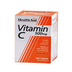 HealthAid Vitamin C 500mg - Chewable (Orange Flavour) - 100 Tablets