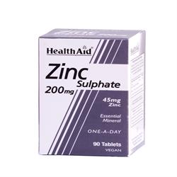 HealthAid Zinc Sulphate 200mg (45mg elemental Zinc) - 90 Tablets