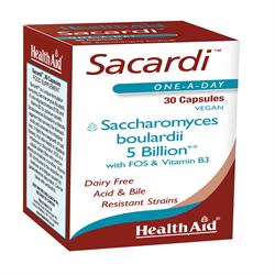 HealthAid Sacardi  (Saccharomyces boulardii) 5billion +Vit B3+FOS 30 Vegica