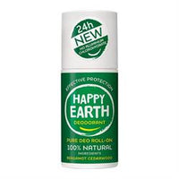 Happy Earth Happy Earth Natural Deodorant Roller Bergamot Cedarwood 75ml