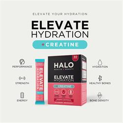 Halo Health and Beauty ELEVATE ELECTROLYTES + CREATINE Raspberry & Watermelon 30 Sachets