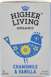 Higher Living Chamomile & Vanilla Organic Herbal Infusion - 15 Bags