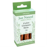 Just Natural Herbs Organic Ceylon Cinnamon Sticks (Box) 15g