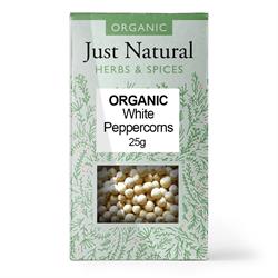 Just Natural Herbs Organic White Peppercorns (Box) 25g