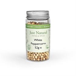 Just Natural Herbs Organic White Peppercorns (Glass Jar) 52g