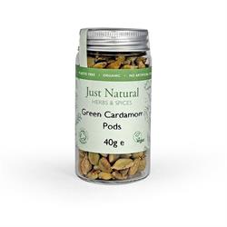 Just Natural Herbs Organic Green Cardamom Pods (Glass Jar) 35g