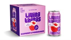 Living Things Raspberry & Pomegranate Pre + Probiotic Soda 4 x 300ml pack.