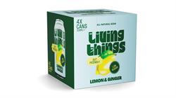 Living Things Lemon & Ginger Pre + Probiotic Soda 4 x 300ml pack.