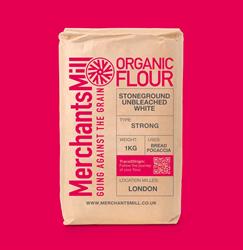 Merchants Mill Organic Stoneground Unbleached Strong White Wheat Flour 1Kg