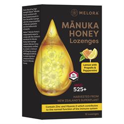 Melora Manuka Honey 525 MGO Lemon and Propolis 12 Lozenges