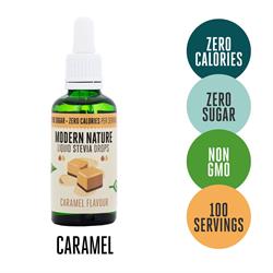 Modern Nature Pure Liquid Stevia Drops Sweetener 50ml - CARAMEL