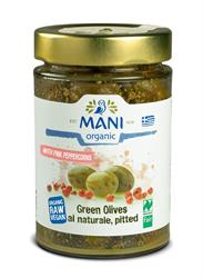 Mani Organic Green Olives with Pink Peppercorns 205g