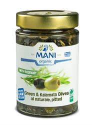 Mani Organic Mixed Olives al Naturale Pitted with Rosemary 175g