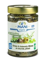 Mani Organic Olives al Naturale Pitted with Mediterranean Herbs 175g