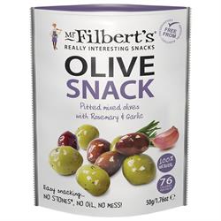 Mr Filberts Mr Filberts Mixed Olives Rosemary & Garlic 50g