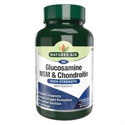 Natures Aid Glucosamine 500mg MSM 500mg & Chondroitin 100mg 90 Tablets