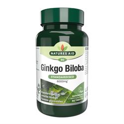 Natures Aid Ginkgo Biloba - 120mg (6000mg equiv) 90 Tablets