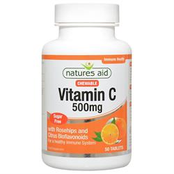 Natures Aid Vitamin C 500mg Sugar Free Chewable (with Rosehips & Citrus B