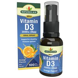 Natures Aid Vitamin D3 2000iu (50ug) Oral Spray (Cherry Flavour)