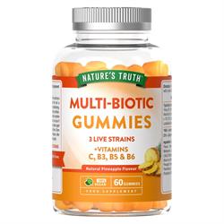 Nature's Truth Multi-Biotic 3 Live Strains + Vits C B3 B5 & B6 60 Gummies