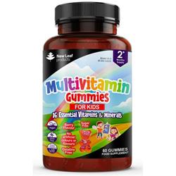 New Leaf Products Multivitamin Gummies For Kids Sugar Free Vegan Recyclable Bottle