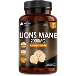 New Leaf Products Lions Mane Extract Mushroom 2000mg Recyclable Bottle 180 tablets