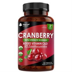 New Leaf Products Cranberry Tablets + Vitamin C & D 30000mg 120 tablets