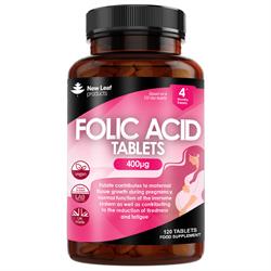 New Leaf Products Folic Acid Tablets 400ug Pregnancy Vitamins 120 tablets