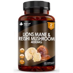 New Leaf Products Lions Mane & Reishi Mushroom 120 Vegan Capsules