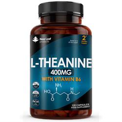 New Leaf Products L-Theanine + Vitamin B6 400mg Vegan 120 Capsules