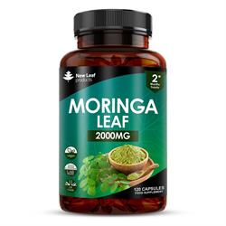 New Leaf Products Moringa Leaf Capsules - Pure Extract & Powder 2000mg 120 capsules