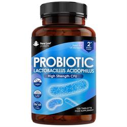 New Leaf Products Probiotic Acidophilus Digestive & Gut Health 120 Vegan Tablets