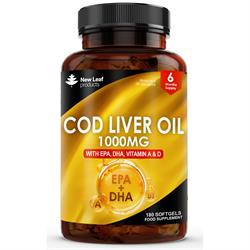 New Leaf Products Cod Liver Oil 1000mg Softgels + Omega-3 EPA & DHA 180 Capsules