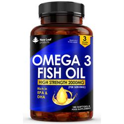 New Leaf Products Omega-3 2000mg Fish Oil Vitamin E EPA & DHA 180 softgels