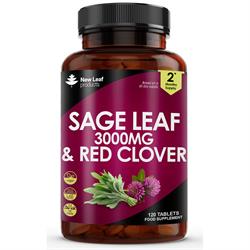 New Leaf Products Sage Leaf & Red Clover 3000mg 120 Vegan Tablets