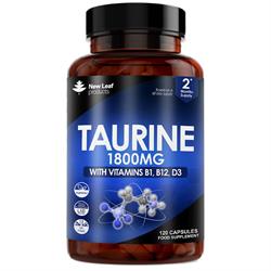 New Leaf Products Taurine Capsules 1800mg + Vitamin B1 B12 & D3 120 Capsules