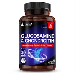 New Leaf Products Glucosamine & Chondroitin VitC Turmeric Black Pepper. 120cap
