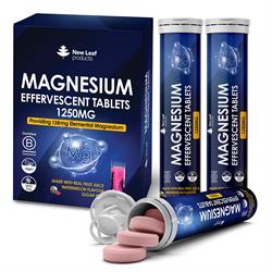 New Leaf Products Magnesium Effervescent Tablets - 1250mg. 60 Vegan Tablets